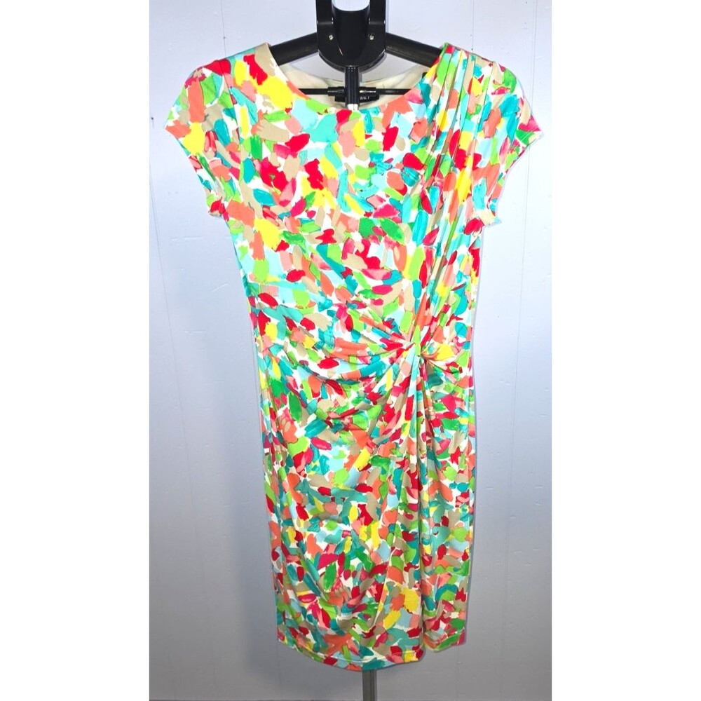 Ellen Tracy Abstract Colorful Knee Length Dress Size 6 Career Casual